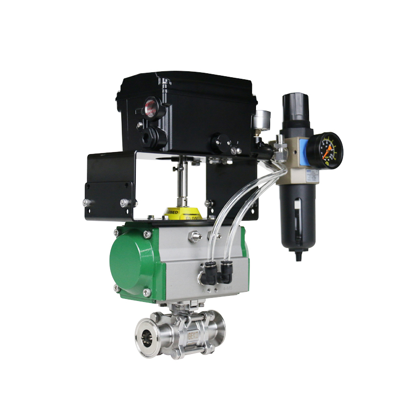 Three Pieces Ball Valve Sleeve End with Actuator