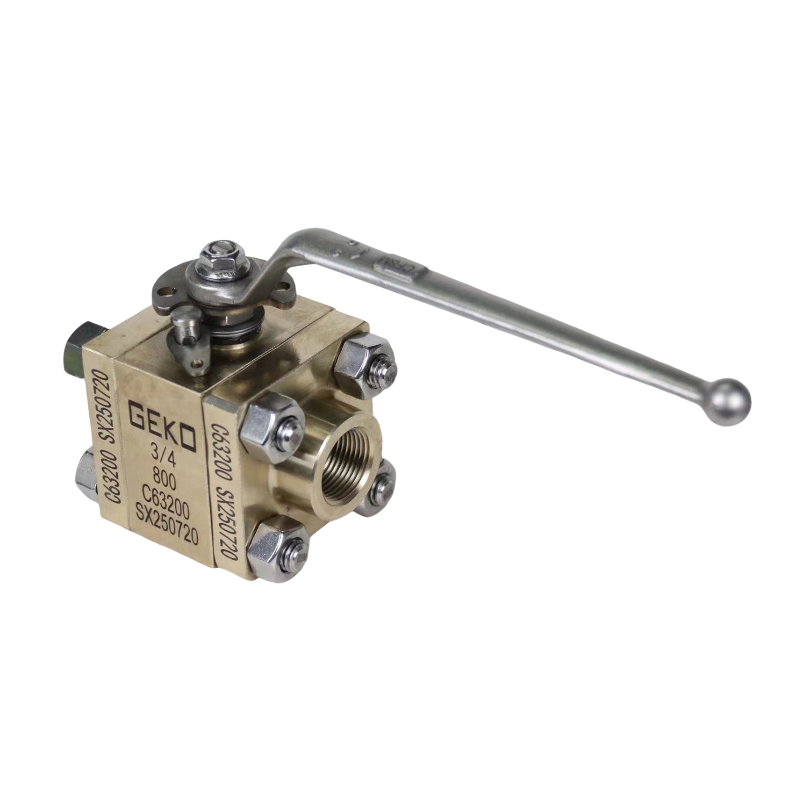 Three-piece forged bronze ball valve 2000wog 3000wog with hand lever